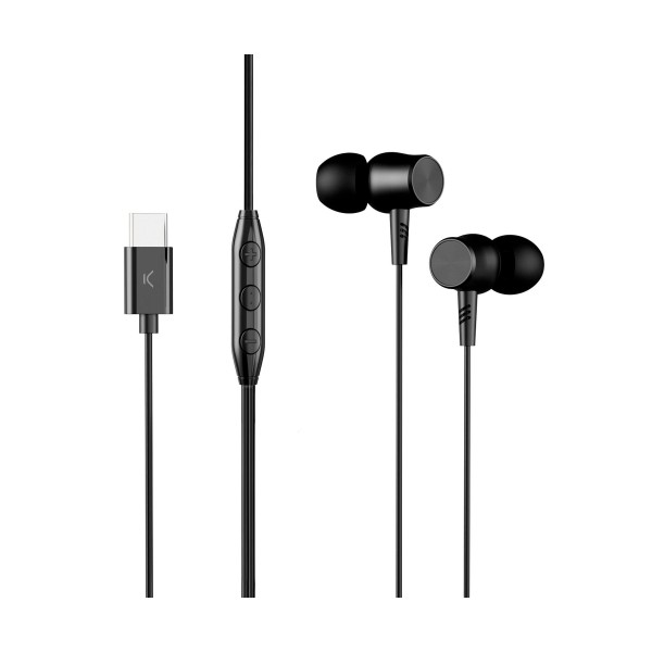 Ksix bau01n auriculares con cable usb-c negro / micrófono